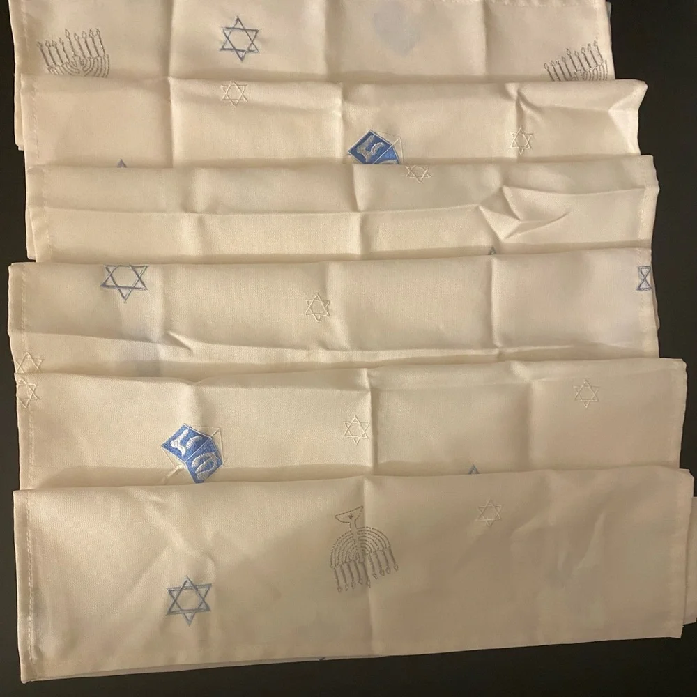 Star Of David Menorah Dreidel Candelabra Silver Ridgefield Home Napkins Set Of 6